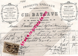 87 - LIMOGES - FACTURE CH. BATCAVE -PRODUITS SPECIAUX POUR AGRICULTURE ET CONSTRUCTION-27 AV.BENEDICTINS-1885 - Agriculture