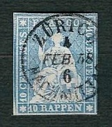 SVIZZERA 1854 - Helvetia, 10 Rappen - Michel CH 14 - Oblitérés