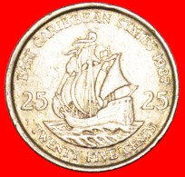 § SHIP Of Sir Francis Drake (1542-1596): EAST CARIBBEAN STATES ★ 25 CENTS 1987! LOW START★ NO RESERVE! - Caraibi Orientali (Stati Dei)