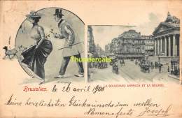 CPA  BRUXELLES 1900  LE BOULEVARD ANSPACH ET LA BORSE - Public Transport (surface)