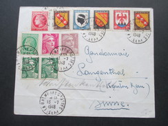 Frankreich 1948 Buntfrankatur Mit 11 Marken!! Nach Bern! Interessanter Beleg - Briefe U. Dokumente