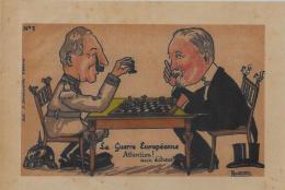 Gravure échecs Chess Kaiser Poincaré Allemagne Germany Guerre De 14-18 Format 20,5 X 14,5 NINOUVIS - Afiches