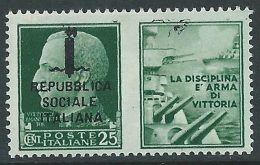 1944 RSI PROPAGANDA DI GUERRA 25 CENT - MACCHIE DI INCHIOSTRO - MNH ** - CZ41-5 - Propagande De Guerre