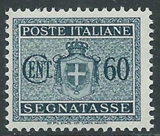 1945 LUOGOTENENZA SEGNATASSE 60 CENT SENZA FILIGRANA MNH ** - CZ22-9 - Strafport