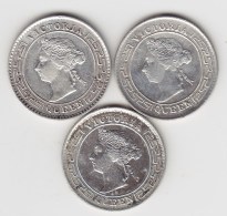 @Y@   Ceylon 10 Cents  1893 + 1894 + 1897     ( 3408 ) - Sri Lanka