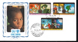 CENTRAFRIQUE   FDC  1979  Enfants Unicef Dessin Ski Satellite Fusée Espace Tableaux - Africa