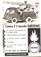 PUB " CAMION 2t5  INCENDIE  " " EUROPARC " 1962 - Publicitaires - Toutes Marques