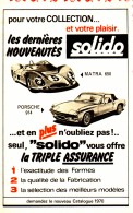 PUB PORSCHE 914 / MATRA 650   " SOLIDO "   1960'S - Reclame - Alle Merken