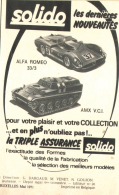 PUB ALFA ROMEO 33/3  / AMX V.C.I   " SOLIDO "   1971 - Publicitaires - Toutes Marques