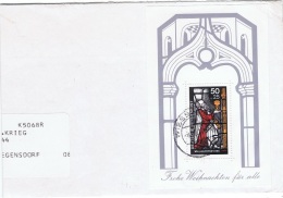 VIT-L18 - ALLEMAGNE Bloc De Noël 1977 Sur Lettre Pour La Suisse Thème Vitraux - 1959-1980