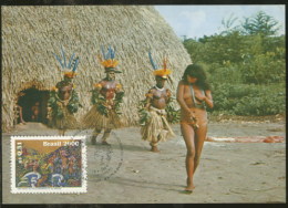 Brèsil Brasil Carte Maximum Indiens Du Brèsil 500 Ans Découverte Cabral 2000 Brazil Indians 500 Years Discovery - Maximum Cards