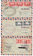 LOT 3 ENVELOPPES 1ER VOL TRAPAS - TAHITI - NOUVELLE CALEDONIE - WALLIS ET FUTUNA - 1947 - Covers & Documents