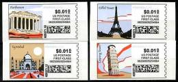 1365. USA (2006) - WORLD LANDMARKS - Leaning Tower Of Pisa, Eiffel Tower, Taj Mahal, Parthenon - Unused Stamps