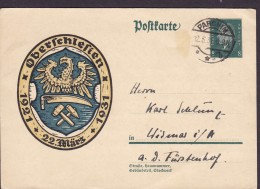 Deutsches Reich Postal Stationery Ganzsache 'Oberschlesien' Cachet PARCHIM 1931 WISMAR A. D. FÜRSTENHOF (2 Scans) - Postcards