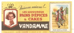 Buvard VANDAMME Miam Miam !... Les Savoureux Pains D´épices & Cakes Images Des Rois De France N°14 - Honigkuchen-Lebkuchen