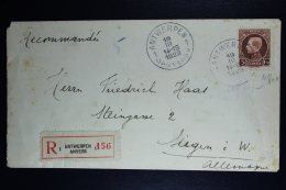 Belgium: Registered Cover Antwerp To Siegen Germany   OPB  218  1929 - Storia Postale