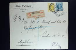 Belgium Registered Cover Brussels To London  1927, OPB  205 + 208 Wax Sealed - Storia Postale