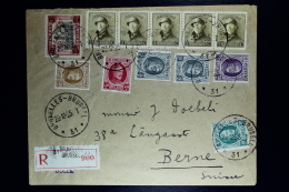 Belgium  Registered Cover Brussels To Bern 1925, OPB  166 Strip Of 5 ,193 , 194, 197, 293 - Storia Postale