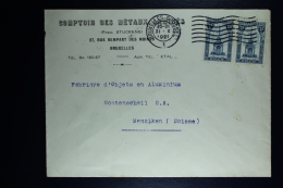 Belgium Cover Brussels To Menziken Switserland 1921, OPB  164 Pair - Storia Postale