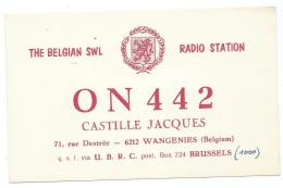 CARTE QSL BELGIQUE ON 442, RADIO AMATEUR, WANGENIES, FLEURUS, PROVINCE DE HAINAUT, BELGIUM - Amateurfunk