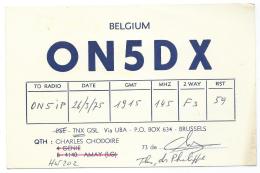 CARTE QSL BELGIQUE ON5DX, RADIO AMATEUR, EMINES, LA BRUYERE, PROVINCE DE NAMUR, BELGIUM - Amateurfunk