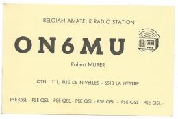 CARTE QSL BELGIQUE ON6MU, RADIO AMATEUR, LA HESTRE, MANAGE, PROVINCE DE HAINAUT, BELGIUM - Radio-amateur