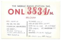 CARTE QSL BELGIQUE ONL3834, RADIO AMATEUR, REBECQ, PROVINCE DE BRABANT WALLON, BELGIUM - Radio Amateur