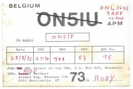 CARTE QSL BELGIQUE ONL 3695, RADIO AMATEUR, MARCINELLE, CHARLEROI, PROVINCE DE HAINAUT, BELGIUM - Radio-amateur