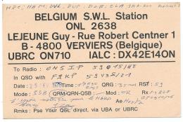 CARTE QSL BELGIQUE ONL 2638, RADIO AMATEUR, VERVIERS, PROVINCE DE LIEGE, BELGIUM - Radio-amateur