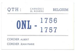 CARTE QSL BELGIQUE ONL - 1756 1757, RADIO AMATEUR, CARNIERES, MORLANWELZ, PROVINCE DE HAINAUT, BELGIUM - Amateurfunk