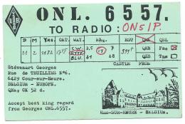 CARTE QSL BELGIQUE ONL 6557, RADIO AMATEUR, COUR SUR HEURE, Ham-sur-Heure-Nalinnes, PROVINCE DE HAINAUT, BELGIUM - Radio-amateur