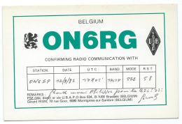 CARTE QSL BELGIQUE ON6RG, RADIO AMATEUR, MONTIGNY ( MONTIGNIES ) SUR SAMBRE, CHARLEROI, PROVINCE DE HAINAUT, BELGIUM - Radio-amateur