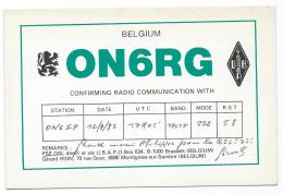 CARTE QSL BELGIQUE ON6RG, RADIO AMATEUR, MONTIGNY ( MONTIGNIES ) SUR SAMBRE, CHARLEROI, PROVINCE DE HAINAUT, BELGIUM - Amateurfunk