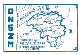 CARTE QSL BELGIQUE ON5ZM, RADIO AMATEUR, ANDERLUES, PROVINCE DE HAINAUT, BELGIUM - Radio-amateur