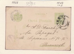 #BV4713   POSTCARD STATIONERY, 1909, ROMANIA. - Brieven En Documenten