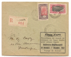 COTE FRANCAISE DES SOMALIS LETTRE RECOMMANDEE PAR AVION AVEC CACHET AVION JAPY From ISTRES To DJIBOUTI -VOYAGE DE RETOUR - Covers & Documents