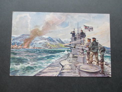 AK / Künstlerkarte 1917 Willy Stöwer. U-Boot Spende. Bordkanone / Reichskriegsflagge./ Marine - Stöwer, Willy