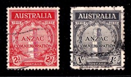 Australia 1935 Anzac Commemoration Set Of 2 Used - Oblitérés