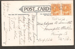 Scott No.105. Pair Bookletstamps 1925 On Birthday Postcard. Relief - Postgeschiedenis