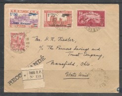 TUNIS  1938  SERVICE ARIEN TUNIS - OHIO Vf  RECOMMANDE LETTRE - Airmail