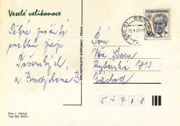 L0605 - Czechoslovakia (1987) 550 01 Broumov 1 (postcard) Tariff: 50 H (stamp: Gustav Husak - Shift Bright Colors) - Variedades Y Curiosidades