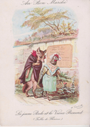 Pub AU BON MARCHE.  Image 11,5 X 15,5 .  " La Jeune Poule Et Le Vieux Renard "  ( Fables De Florian) Illust GRANDVILLE - Au Bon Marché