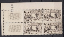 Saar 1956 Mi#370 Mint Never Hinged Block Of Four With Margins - Ungebraucht