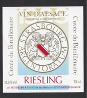 Etiquette De Vin D'Alsace Riesling -  Cuvée Du Bimillénaire  -  JB. Heitzmann à Ammerschwihr (68) - Nouveau Millénaire/An 2000