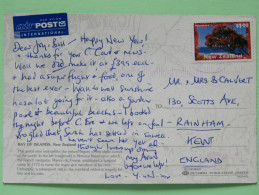 New Zealand 1997 Postcard "Bay Of Islands" To England - Pohutukawa - Tree - Lettres & Documents