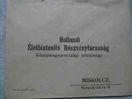 D143032  HUNGARY-Unsent Cover -Hollandi Életbiztostó RT   - Miskolcz Hunyady  Utcza  16 - Lettres & Documents