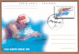 AC - TURKEY POSTAL STATIONARY - SYDNEY OLYMPIC GAMES 2000 SWIMMING ANKARA 15 SEPTEMBER 2000 - Entiers Postaux