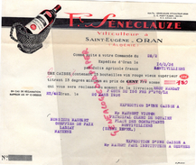 ALGERIE - ORAN - SAINT EUGENE - BELLE FACTURE F. SENECLAUZE -VITICULTEUR -1936  VIN VINS - Sonstige & Ohne Zuordnung