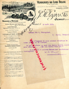 BELGIQUE - JUMET -BELLE FACTURE J.H. LEGROS FILS- VERRERIES DU LION BELGE- VERRE VITRAUX- 1911 - 1900 – 1949
