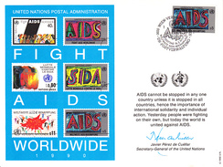 ONU Nations Unies - Vienne 104 Sur Carte Premier Jour - Lutte Mondiale Contre Le SIDA - AIDS - Cartas & Documentos